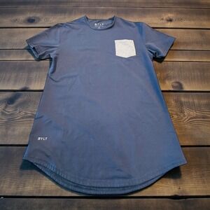 BYLT Mens Drop Cut S/S Lux TShirt Short Sleeve Pocket Blue Medium
